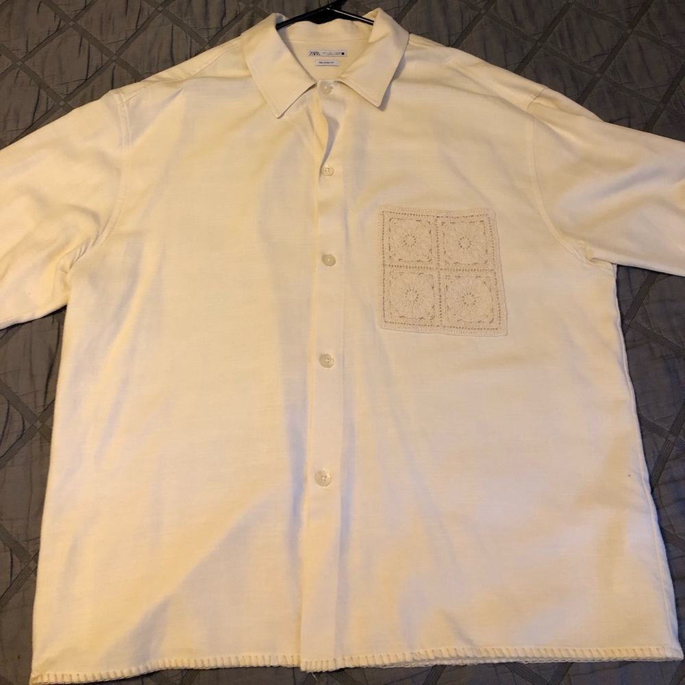 Zara - Beige Botton Down Shirt (Men’s Large)